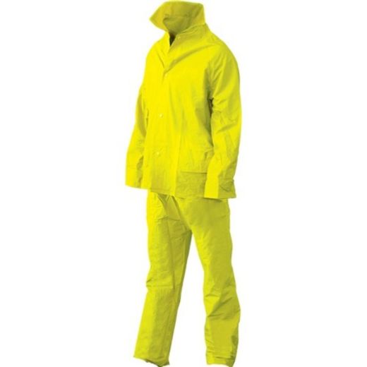 Picture of RAIN SUIT. AVAILABLE IN HI-VIS YELLOW OR ORANGE. AVAILABLE IN SIZES S/M/L/XL/2XL/3XL/4XL/5XL